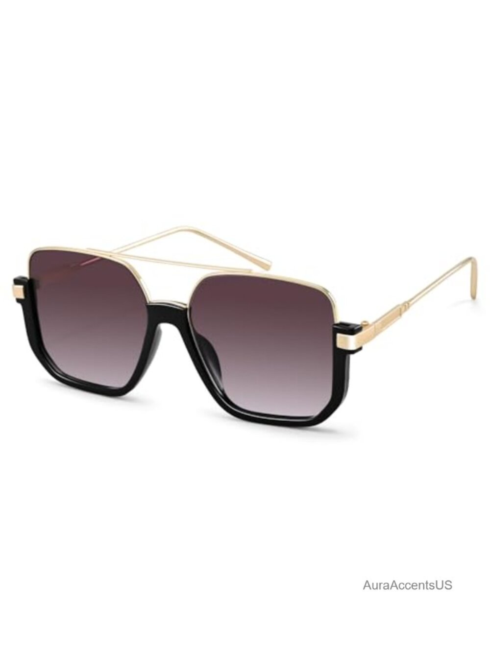 Oversized Semi Rimless Pilot Sunglasses UV400 Retro Square Aviator